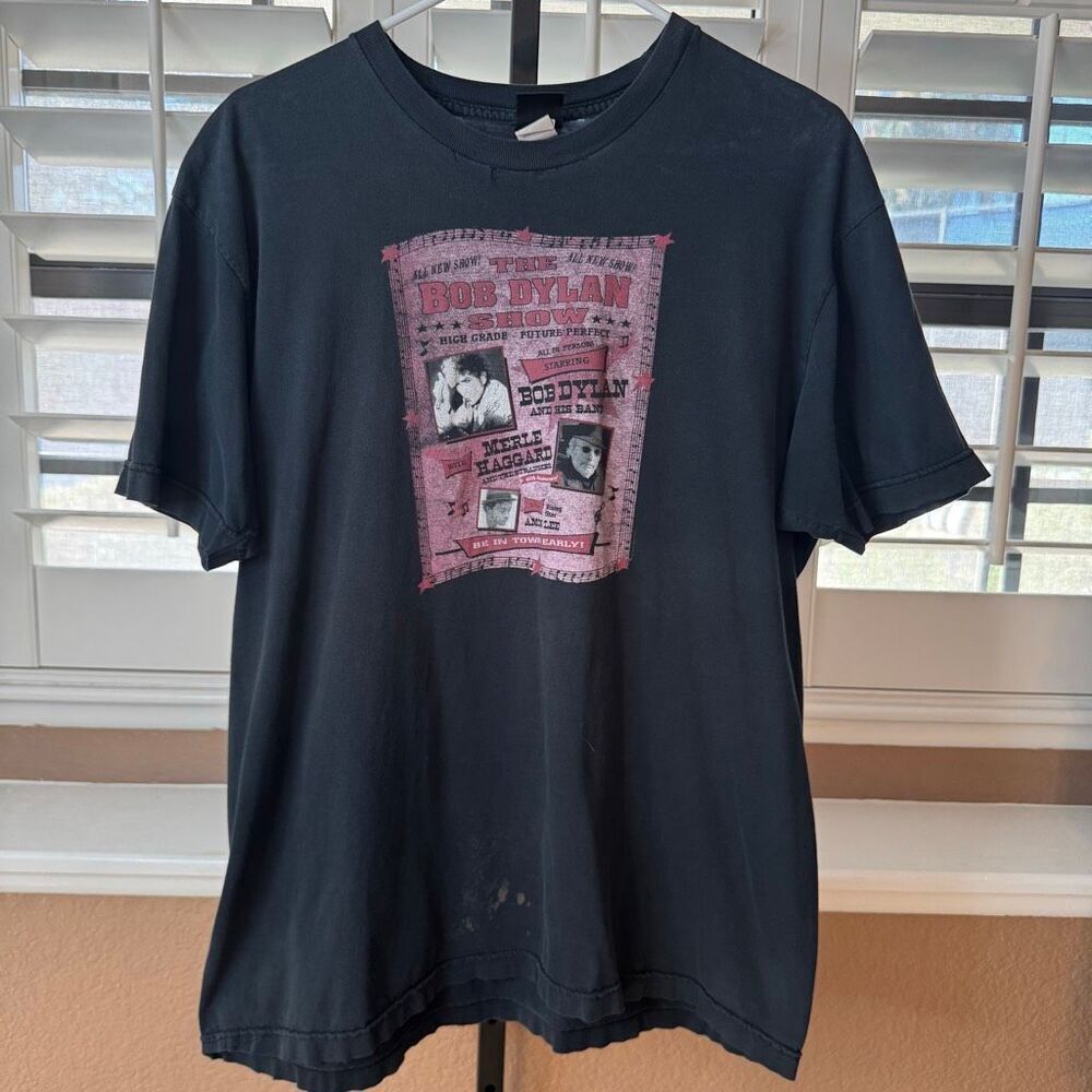 Vintage Bob Dylan Merle Haggard Amos Lee 2005 Black Tour Shirt Size XL Legends